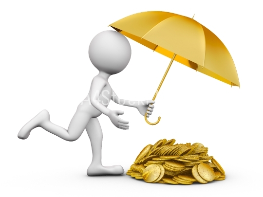  man with an umbrella and coins