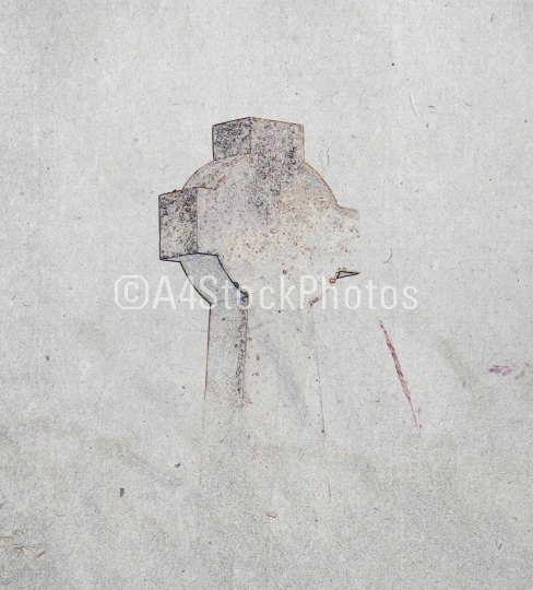 Drawing of a celtic cross on a graveyard