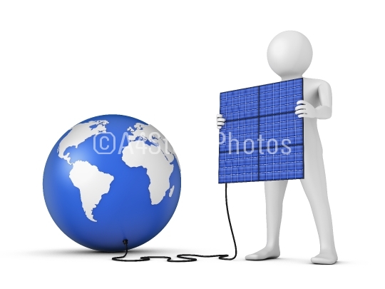 man and solar panel 