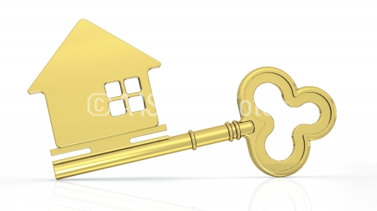Golden key with house symbol