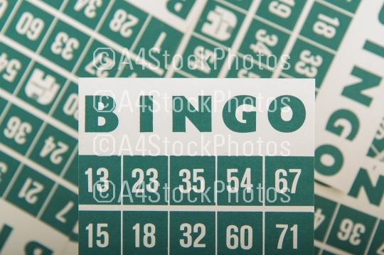 Green bingo cards isolated 
