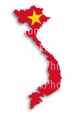 Map of Vietnam filled with flag