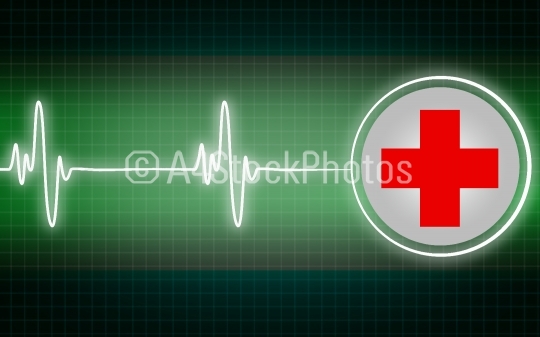 Medical cross symbol with heartbeat in green