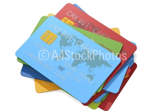 Multiple credit cards with various of color