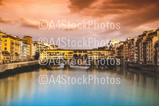 Ponte Vecchio at sunset, Florence, Italy 