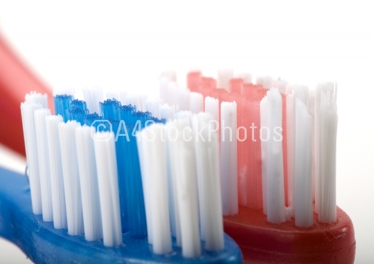 Red and blue toothbrush 