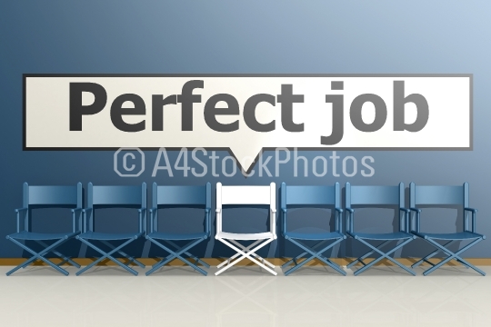 Row of chairs with perfect job concept