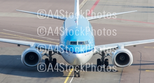 SCHIPHOL, AMSTERDAM, JULY 19, 2016: Front view of a KLM plane at