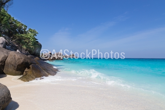 Similan white sand beach and turquoise blue sea