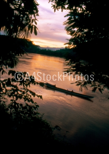 Sunset in the Mekong river, Luang Prabang, Laos