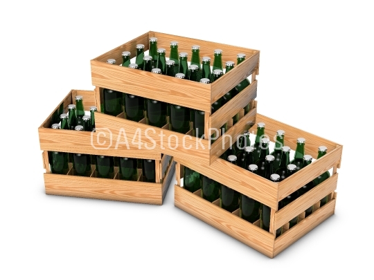wooden box with bottles
