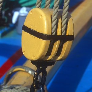 Ropes and winches on a Thames sailing barge