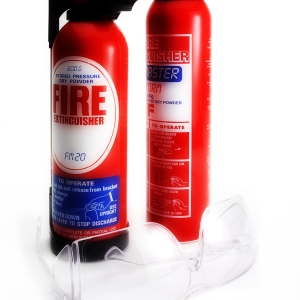 Fire extinguishers and safety goggles