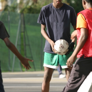 Boys playing football