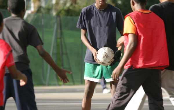 Boys playing football