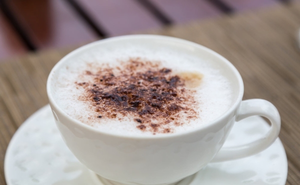 Cappuccino in a cup of coffee.