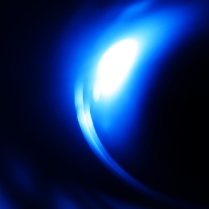 Black background with blue and white highlight in a crescent shape