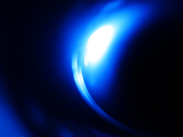 Black background with blue and white highlight in a crescent shape