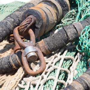 Old fishing nets drying out on the wharf