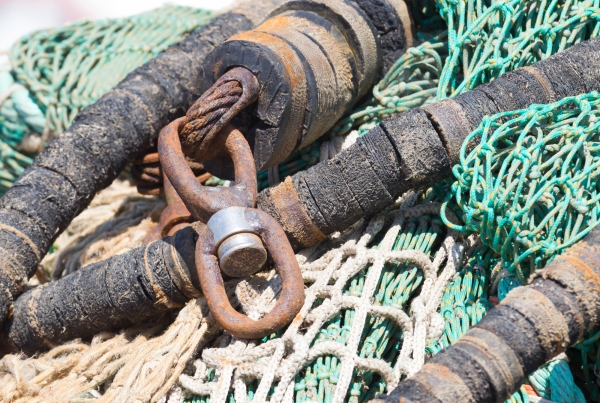 Old fishing nets drying out on the wharf