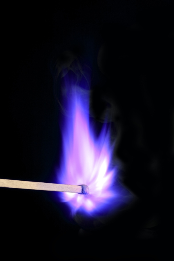 A match with a blue flame