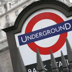 A sign at Bank underground station on the London underground system