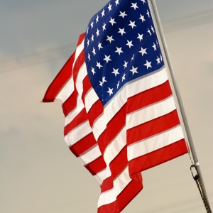 US national flag, the stars and stripes waving in the breeze