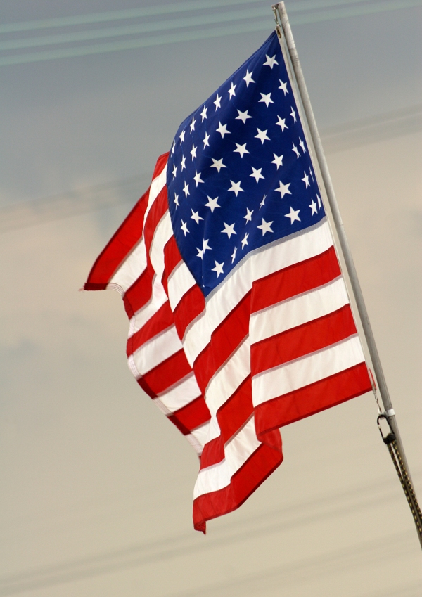 US national flag, the stars and stripes waving in the breeze