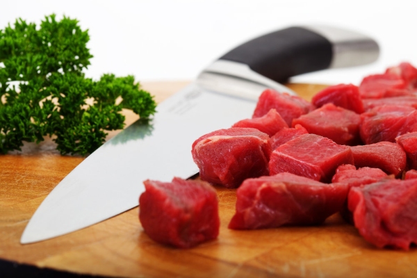 Close up macro image of chopped steak