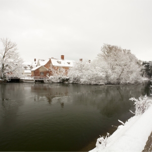 Flatford Mill in Suffolk after a heavy snowfall