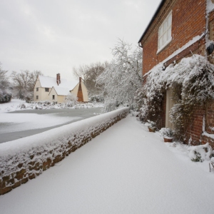 Willy Lott's cottage near Flatford Mill on the River Stour in Suffolk after a heavy snowfall