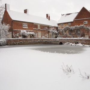 Flatford Mill on the River Stour after a heavy snowfall