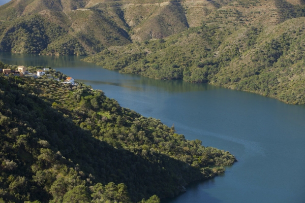 Aerial view of the Rio Verde valley in Andalusia, Southern Spain