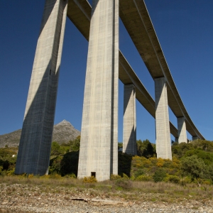 A motorway bridge over the Rio Verde valley in Southern Spain