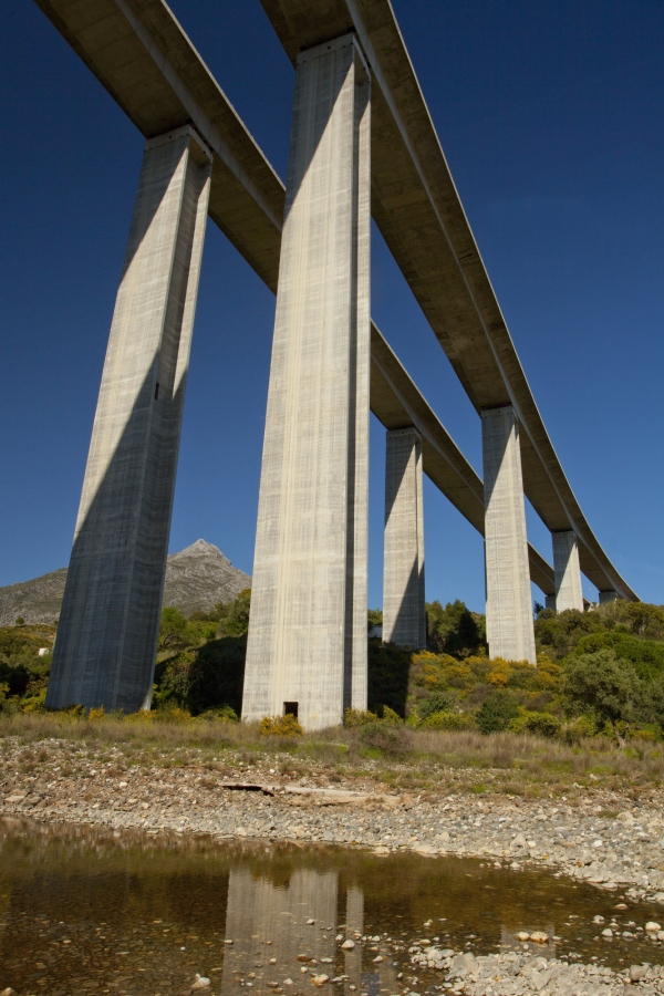 A motorway bridge over the Rio Verde valley in Southern Spain