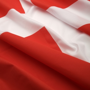 A close up view of a section of the Danish flag