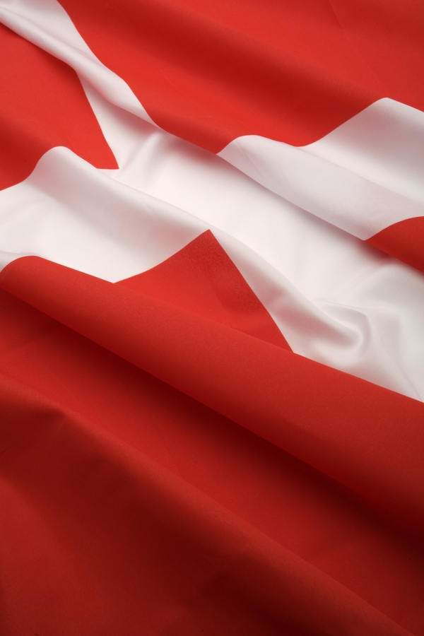 A close up view of a section of the Danish flag