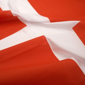 A close up view of a section of the Danish flag