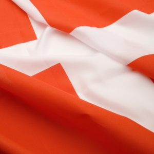 A close up view of a section of the Danish flag