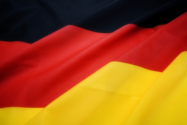 A close view of part of the German tricolour flag