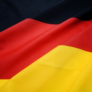 A close view of part of the German tricolour flag