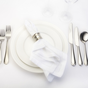 A formal dinner place setting