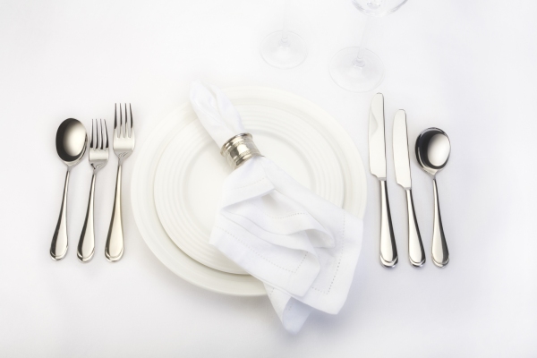 A formal dinner place setting