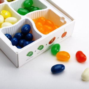 A box of brightly coloured, sugary sweets