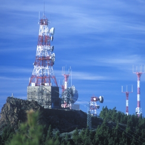 communications masts on a remote mountain top