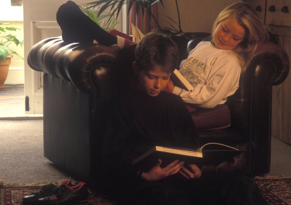 children, boy, girl, sofa, settee, reading, readers, room, relaxing,