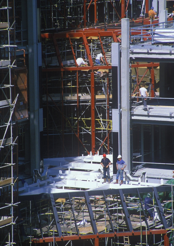 Steel work on a multi storey commercial development or construction site