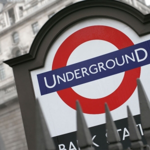 A London Underground sign in the City of London near the Bank of England