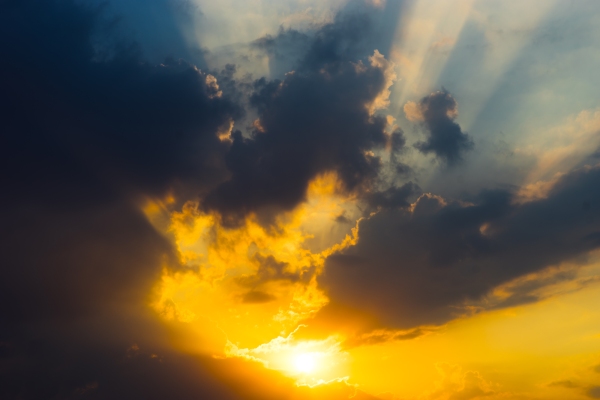 Dramatic sunset with storm clouds in the foreground