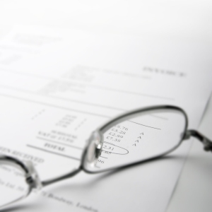 Business forms and paperwork seen from a macro view